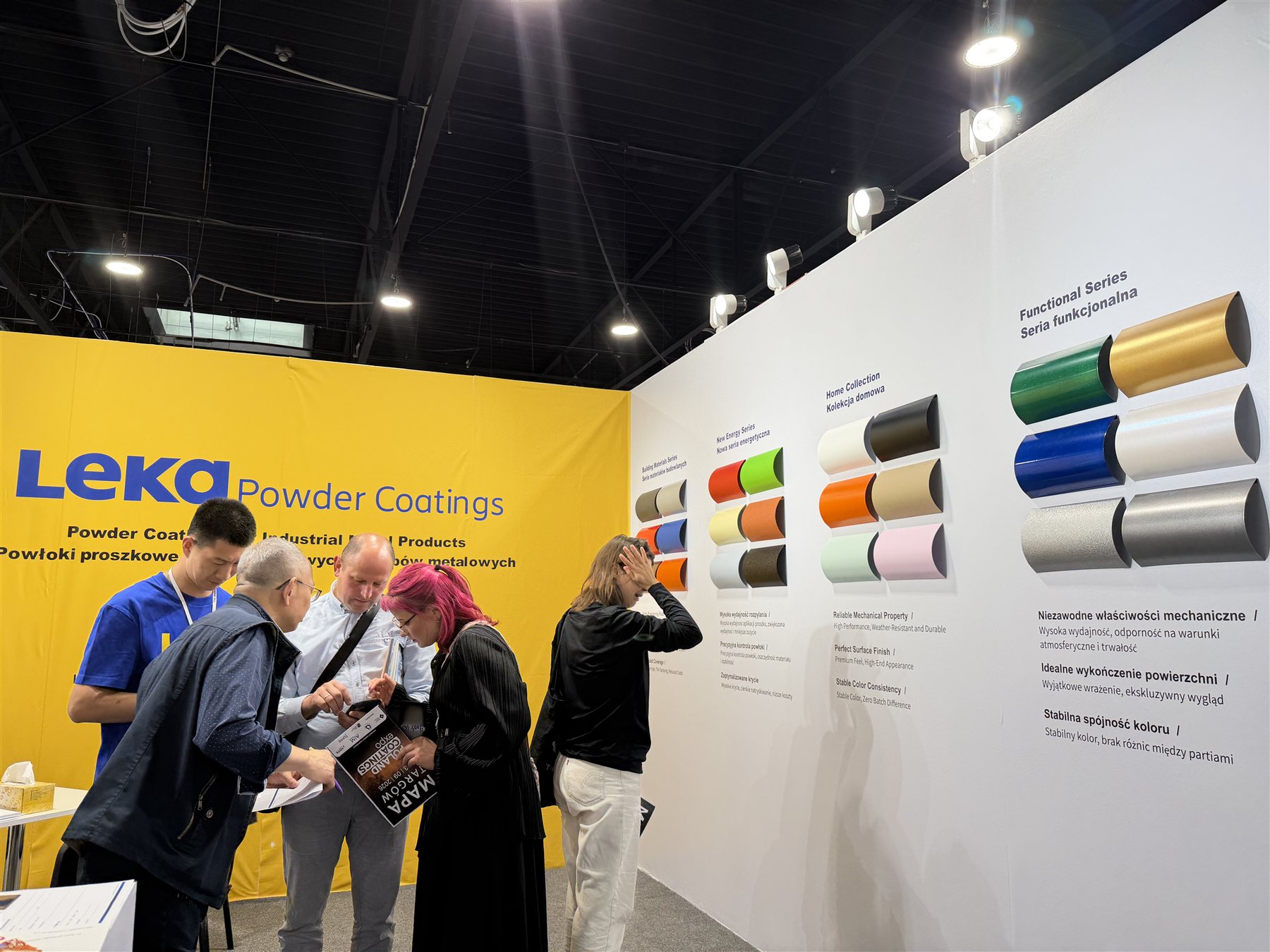 Powder coating color and finish samples presented by Leka in Warsaw